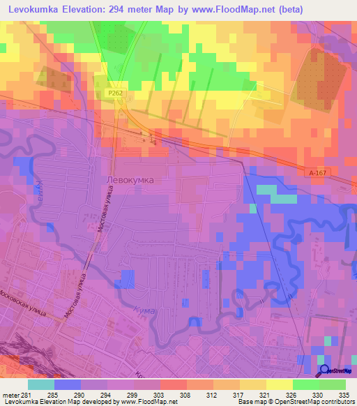 Levokumka,Russia Elevation Map