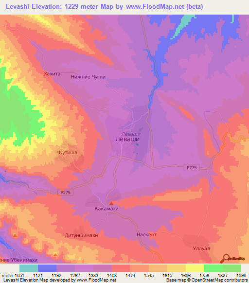 Levashi,Russia Elevation Map