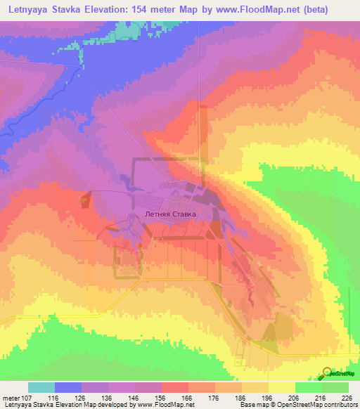 Letnyaya Stavka,Russia Elevation Map