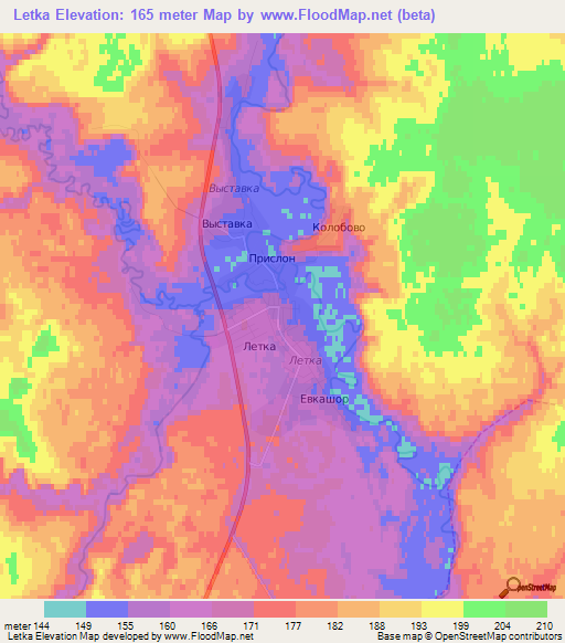 Letka,Russia Elevation Map