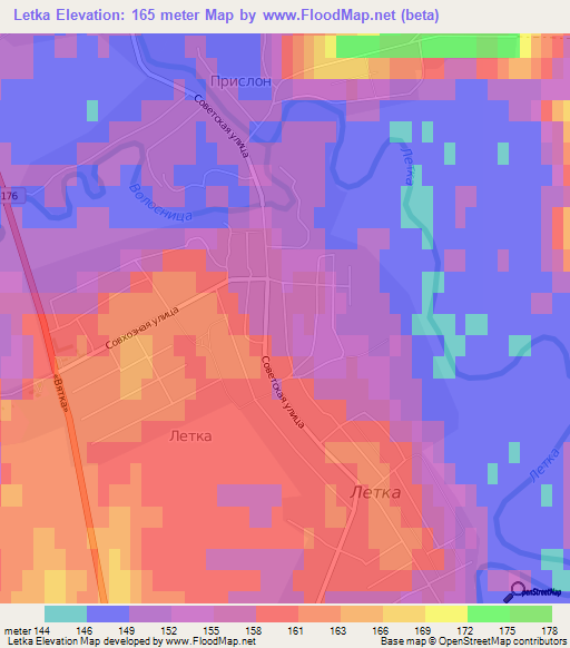 Letka,Russia Elevation Map