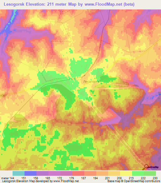 Lesogorsk,Russia Elevation Map