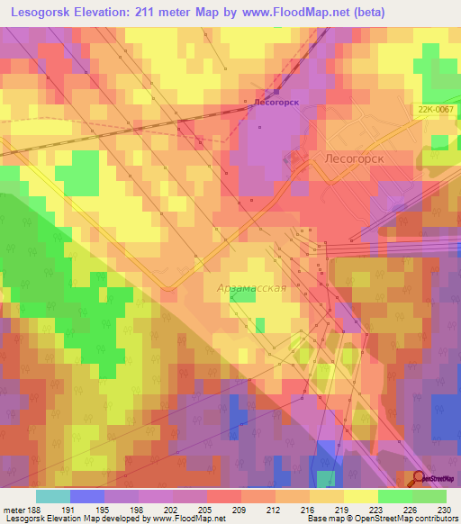 Lesogorsk,Russia Elevation Map