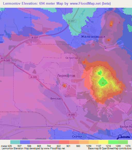 Lermontov,Russia Elevation Map