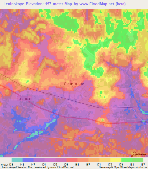 Leninskoye,Russia Elevation Map