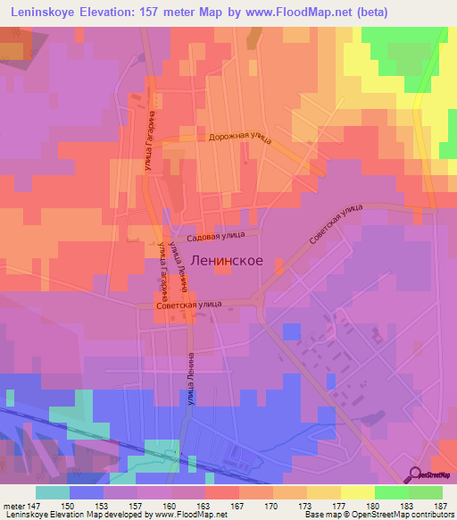 Leninskoye,Russia Elevation Map