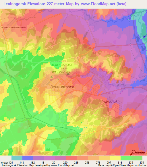 Leninogorsk,Russia Elevation Map