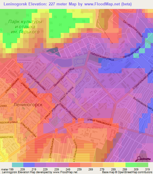 Leninogorsk,Russia Elevation Map