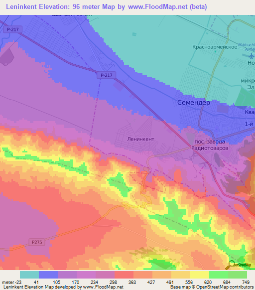 Leninkent,Russia Elevation Map