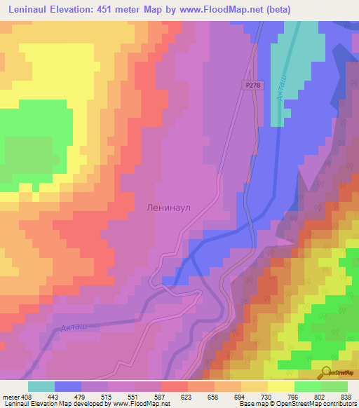 Leninaul,Russia Elevation Map