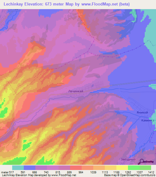 Lechinkay,Russia Elevation Map