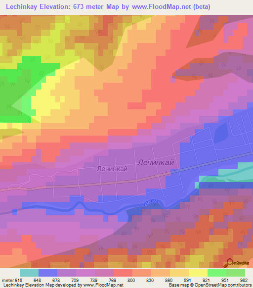 Lechinkay,Russia Elevation Map