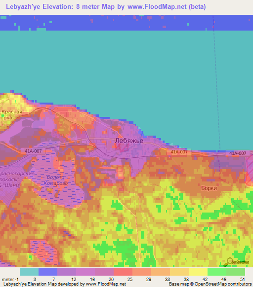 Lebyazh'ye,Russia Elevation Map