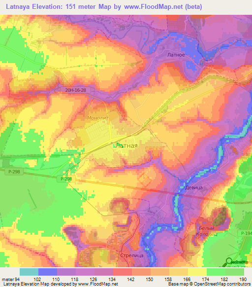 Latnaya,Russia Elevation Map