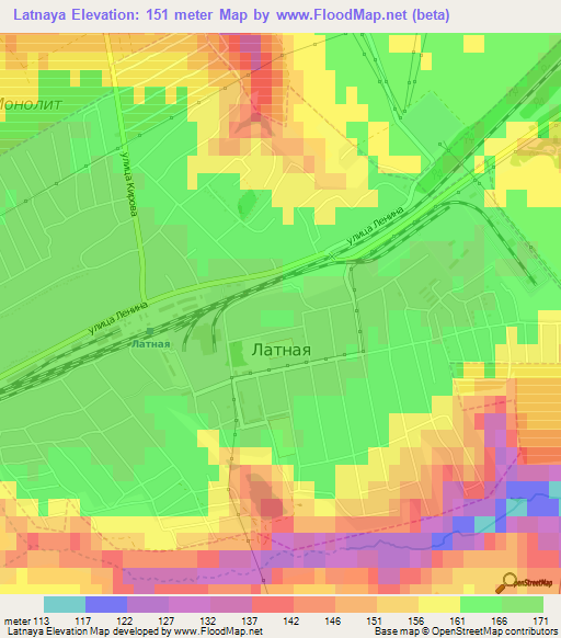 Latnaya,Russia Elevation Map