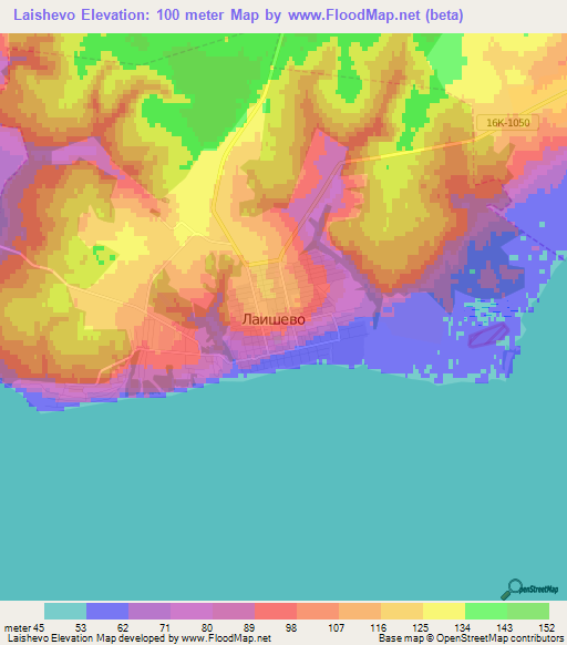 Laishevo,Russia Elevation Map