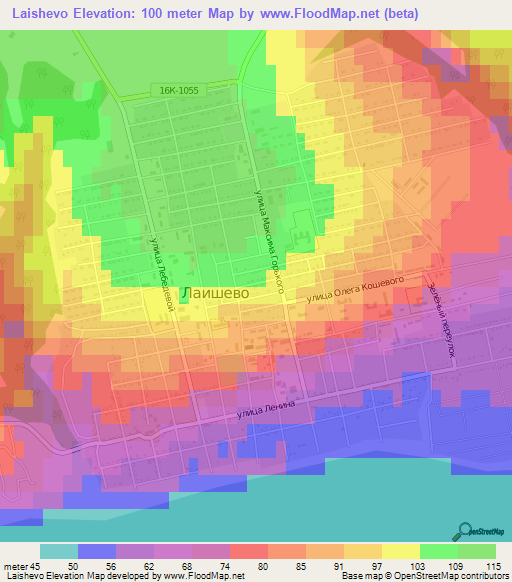 Laishevo,Russia Elevation Map