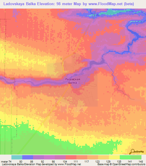 Ladovskaya Balka,Russia Elevation Map