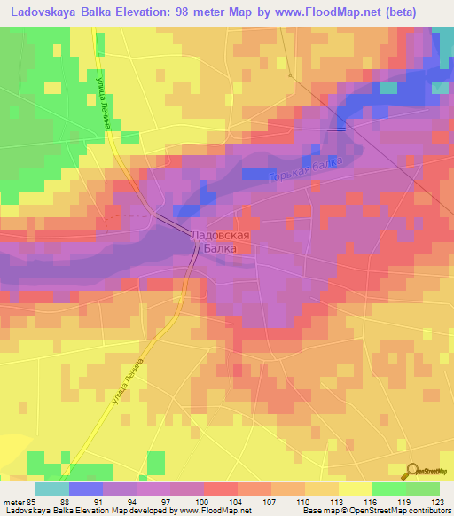 Ladovskaya Balka,Russia Elevation Map