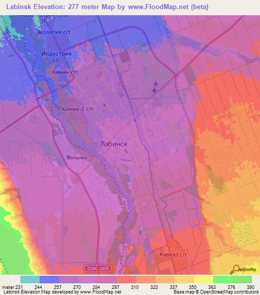 Labinsk,Russia Elevation Map