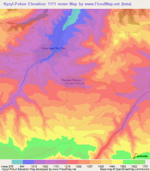 Kyzyl-Pokun,Russia Elevation Map