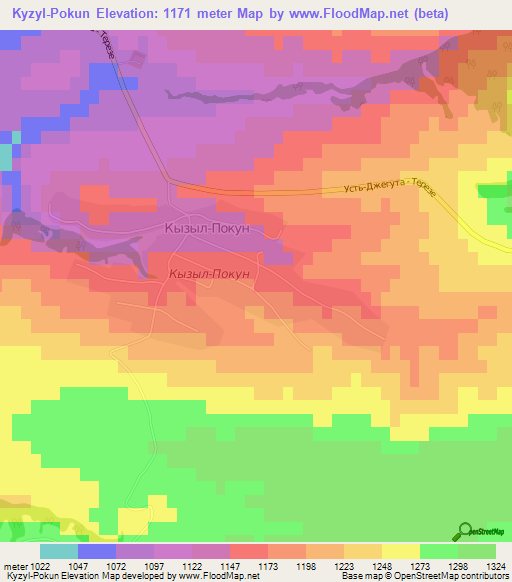 Kyzyl-Pokun,Russia Elevation Map