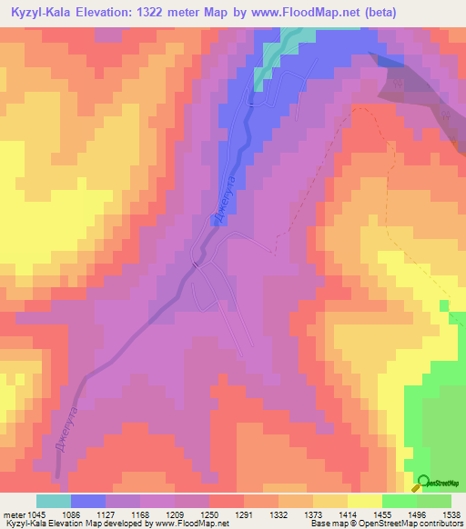 Kyzyl-Kala,Russia Elevation Map