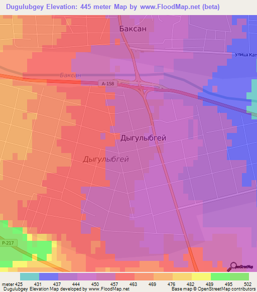 Dugulubgey,Russia Elevation Map