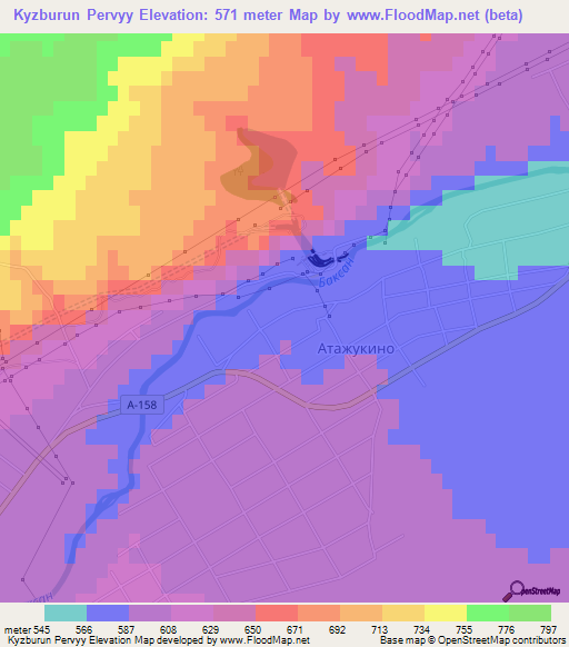 Kyzburun Pervyy,Russia Elevation Map