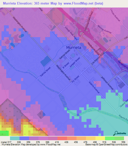 Murrieta,US Elevation Map