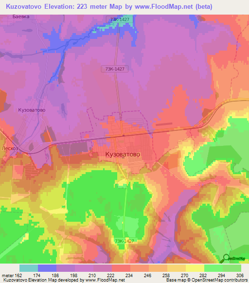 Kuzovatovo,Russia Elevation Map