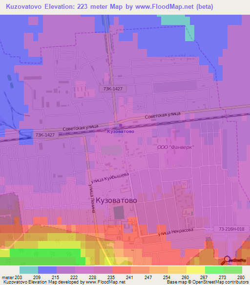 Kuzovatovo,Russia Elevation Map