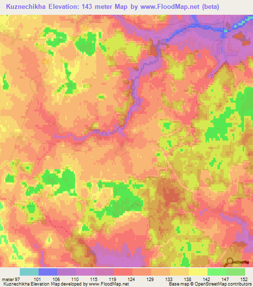 Kuznechikha,Russia Elevation Map