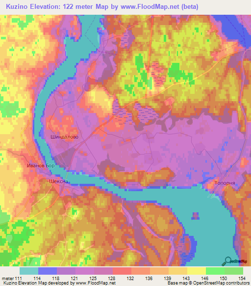 Kuzino,Russia Elevation Map