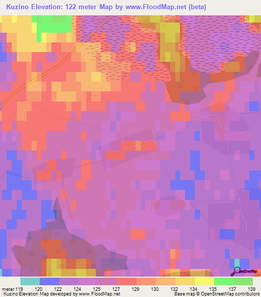 Kuzino,Russia Elevation Map