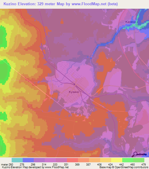 Kuzino,Russia Elevation Map