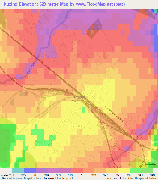 Kuzino,Russia Elevation Map