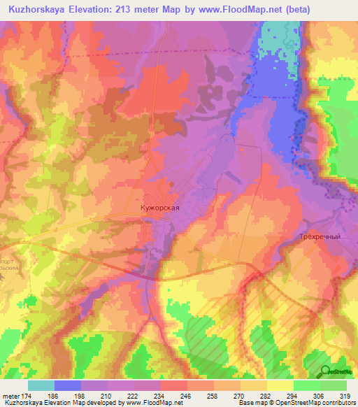 Kuzhorskaya,Russia Elevation Map