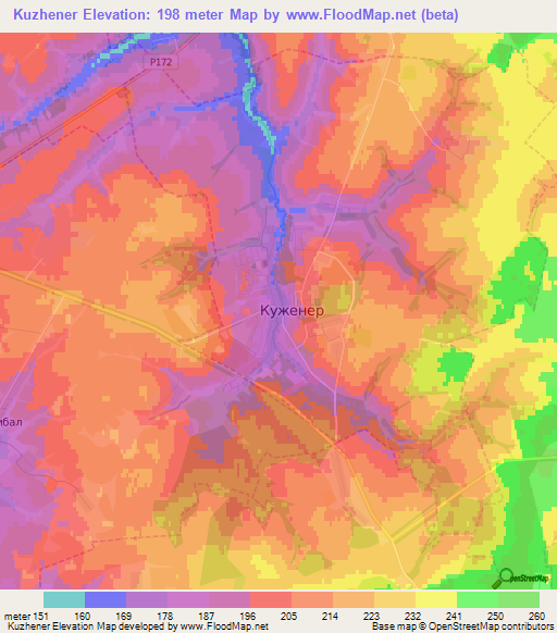 Kuzhener,Russia Elevation Map