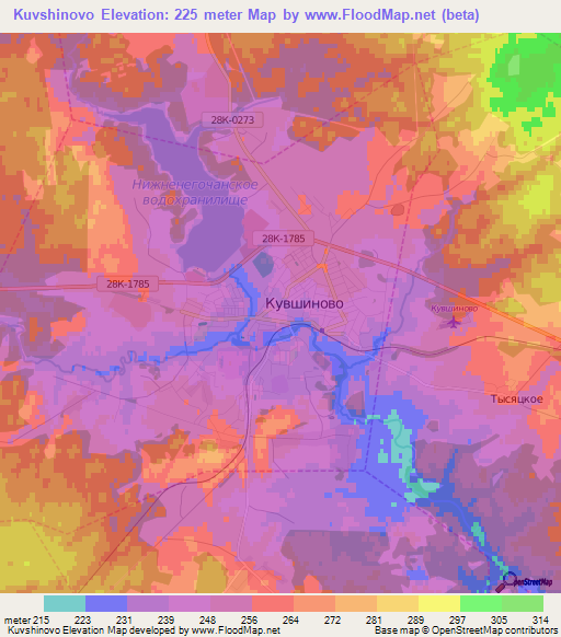 Kuvshinovo,Russia Elevation Map