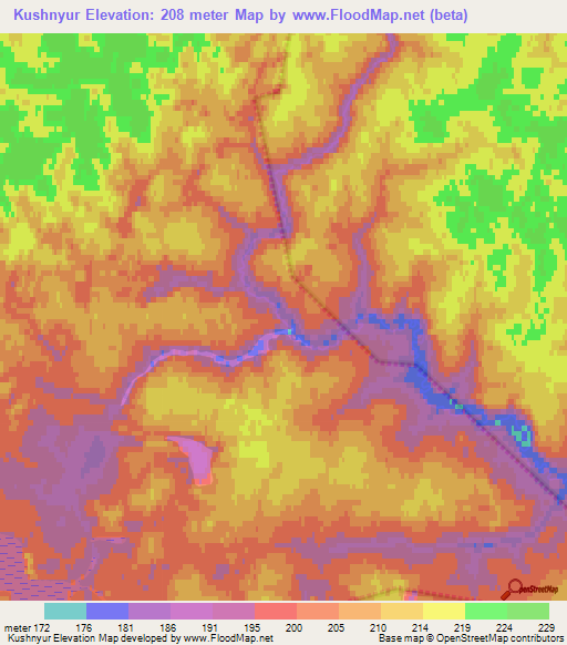 Kushnyur,Russia Elevation Map