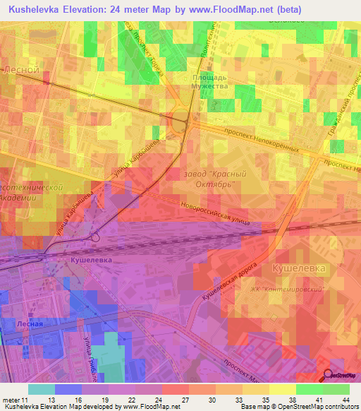 Kushelevka,Russia Elevation Map