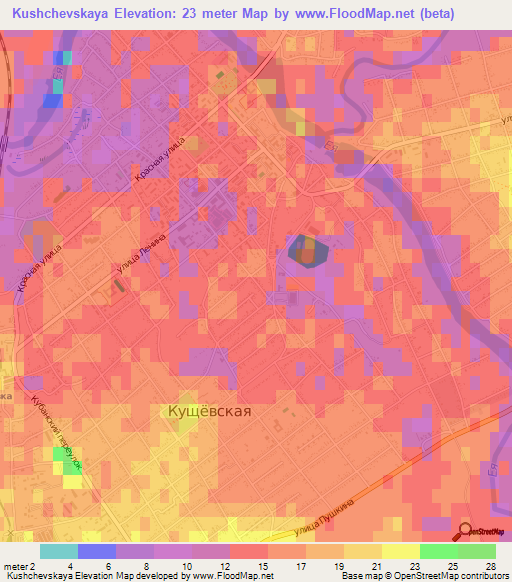 Kushchevskaya,Russia Elevation Map