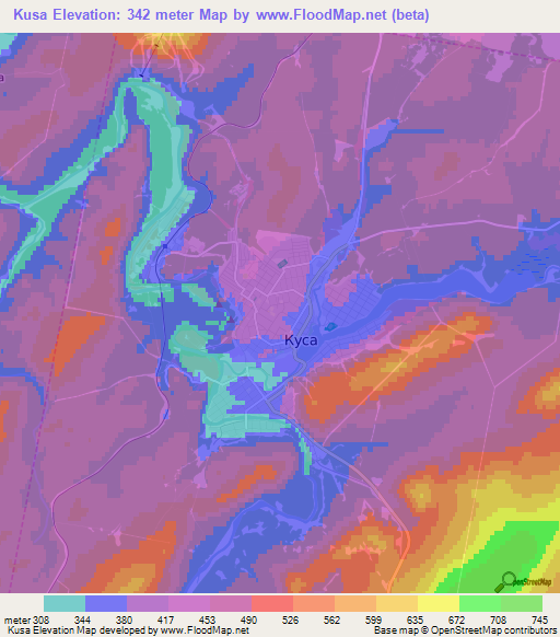 Kusa,Russia Elevation Map