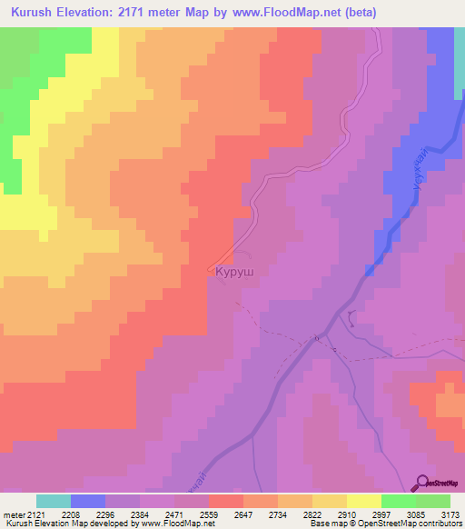 Kurush,Russia Elevation Map