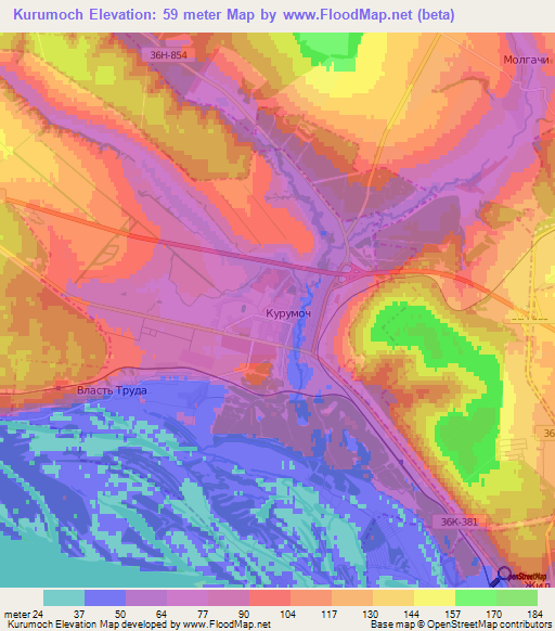 Kurumoch,Russia Elevation Map