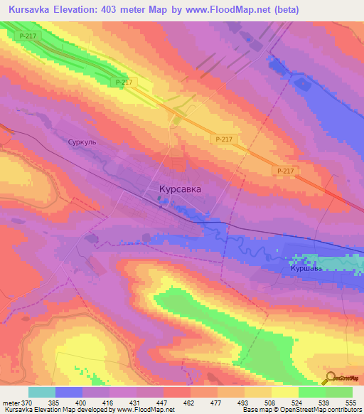 Kursavka,Russia Elevation Map