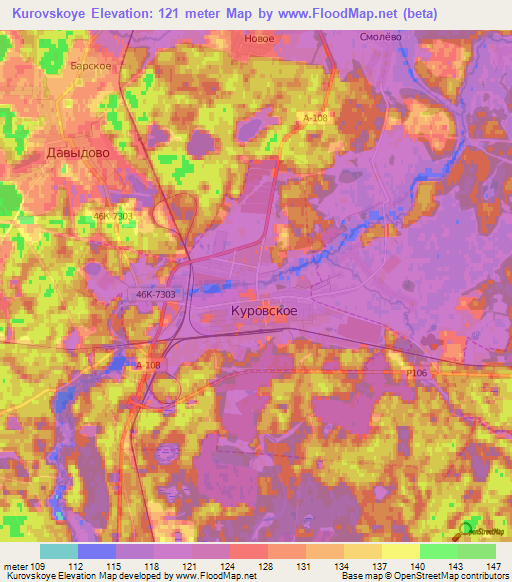 Kurovskoye,Russia Elevation Map