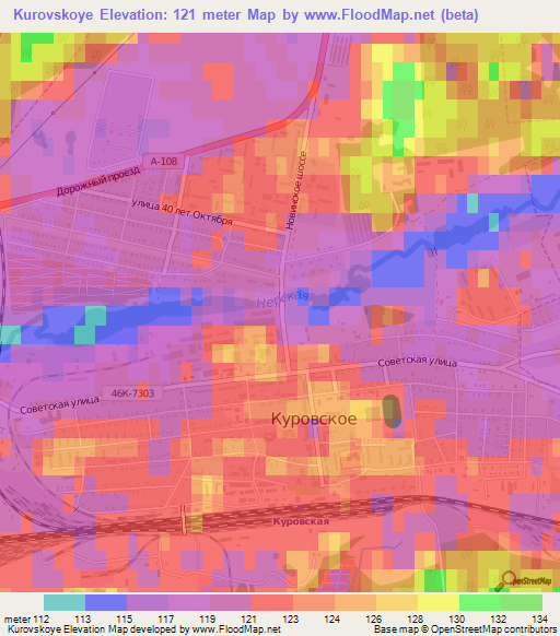 Kurovskoye,Russia Elevation Map