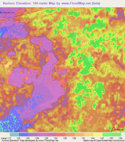 Kurlovo,Russia Elevation Map